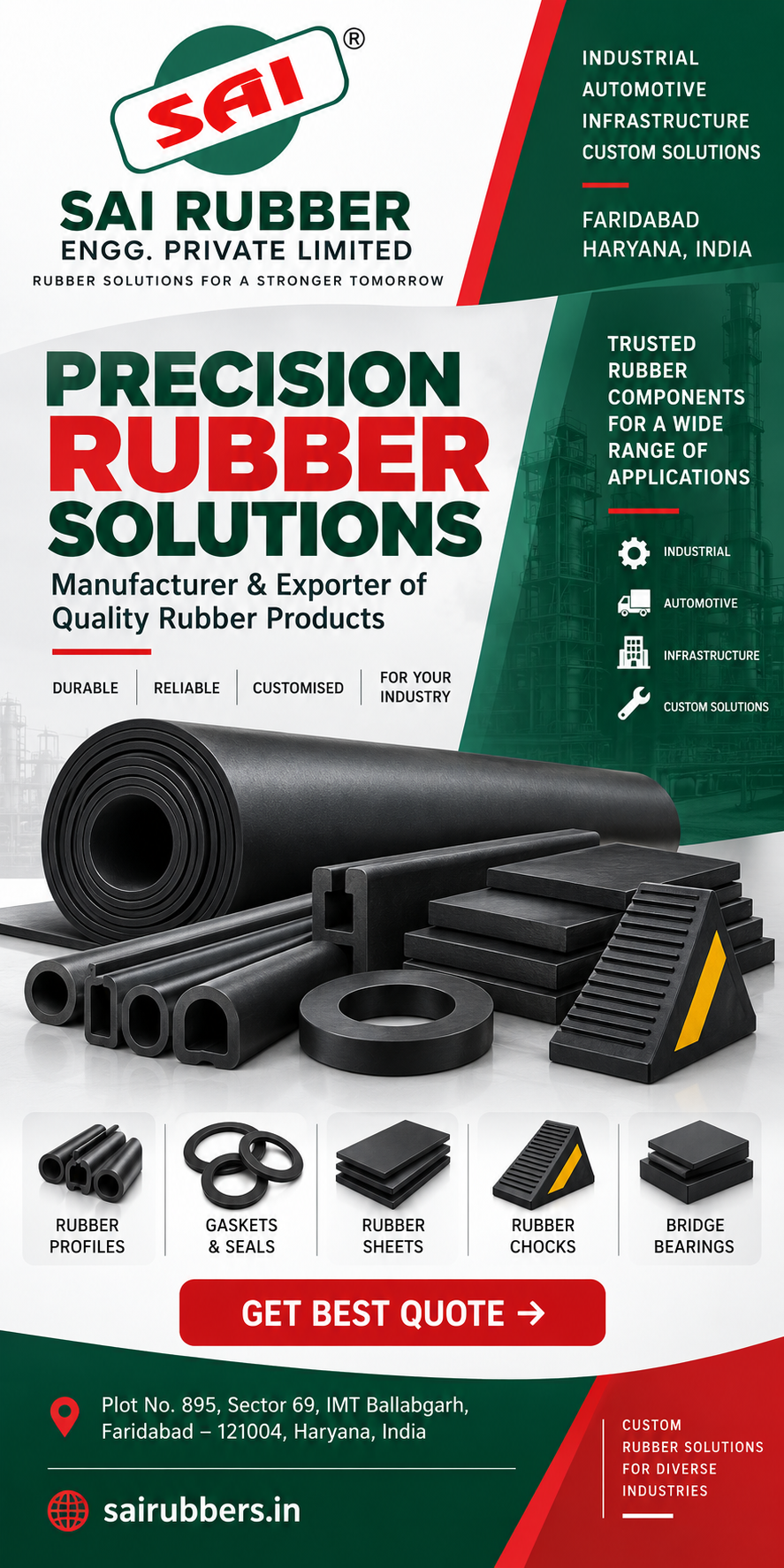Sai Rubber Engg. Private Limited — precision rubber products for industrial, automotive and infrastructure applications